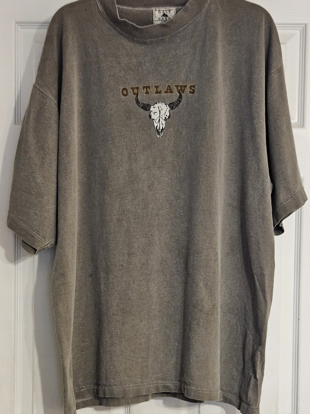 Vintage Galt Sand Tshirt 'Outlaws Longhorn Wanted Jesse James' Sz XL Made In USA